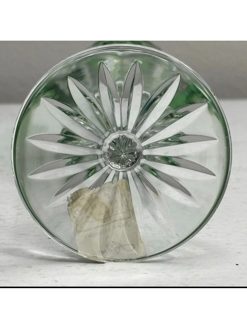 Ajka Crystal Caroline Cut to Clear Emerald Green Champagne Flute